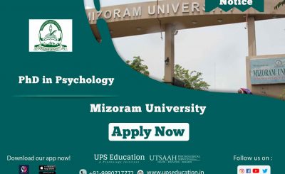 Mizoram University has invited applications for Phd in Psychology.