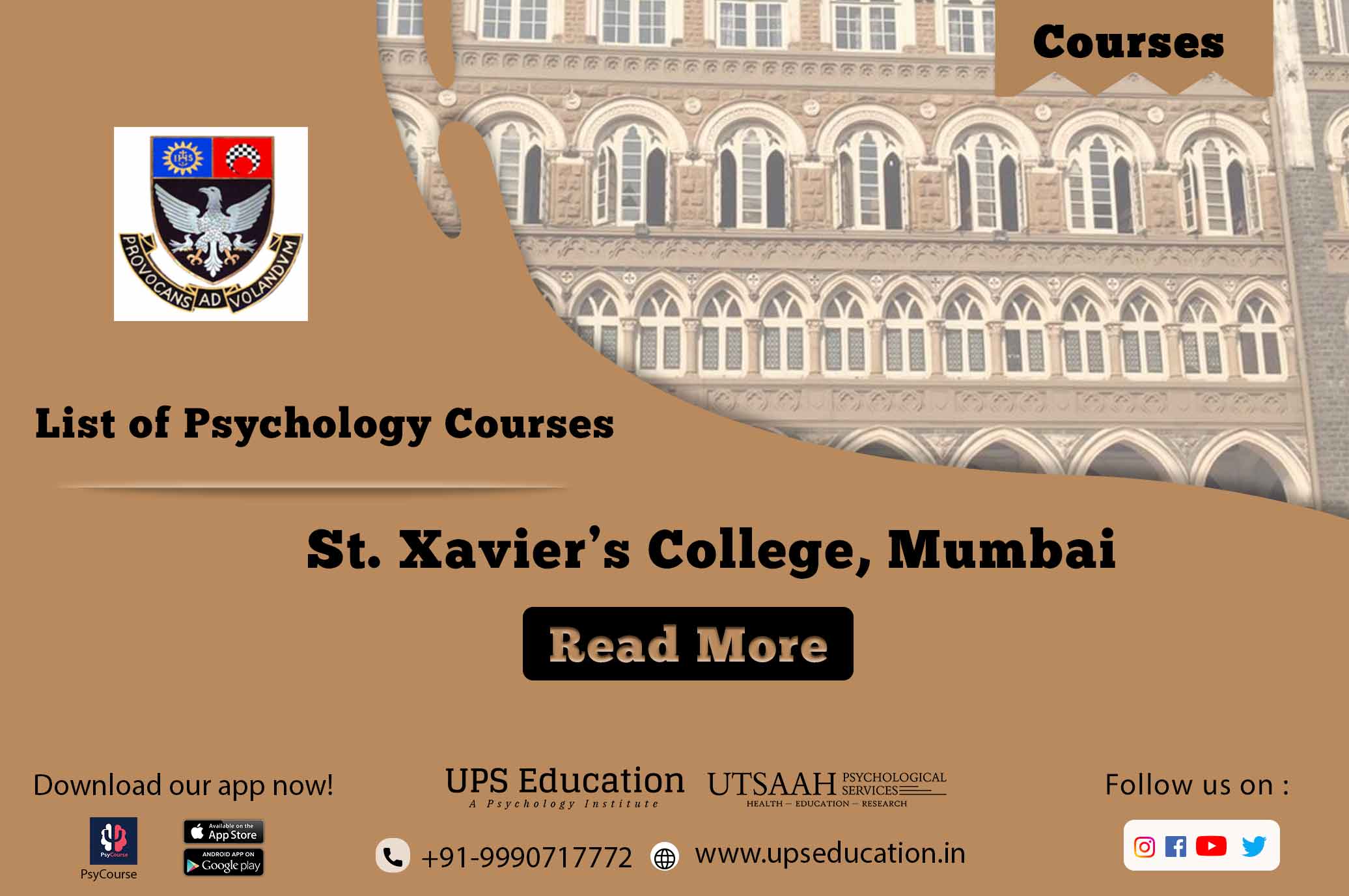 List of Psychology courses in St Xavier College in mumbai