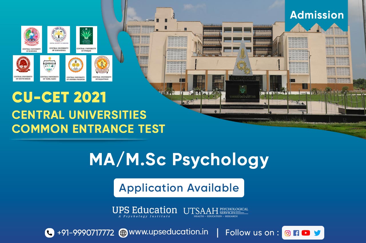 MA/MSc Psychology Admission 2021 Open in Central Universities (CUCET-21)