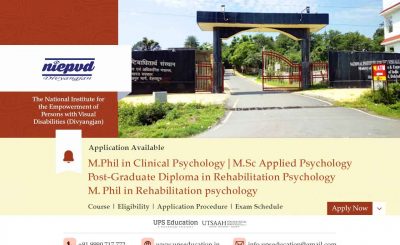 M.Phil in Clinical Psychology, M. Phil in Rehabilitation Psychology, Post-Graduate Diploma in Rehabilitation Psychology, and M. Sc Applied Psychology Admission at NIEPVD, Dehradun —UPS Education