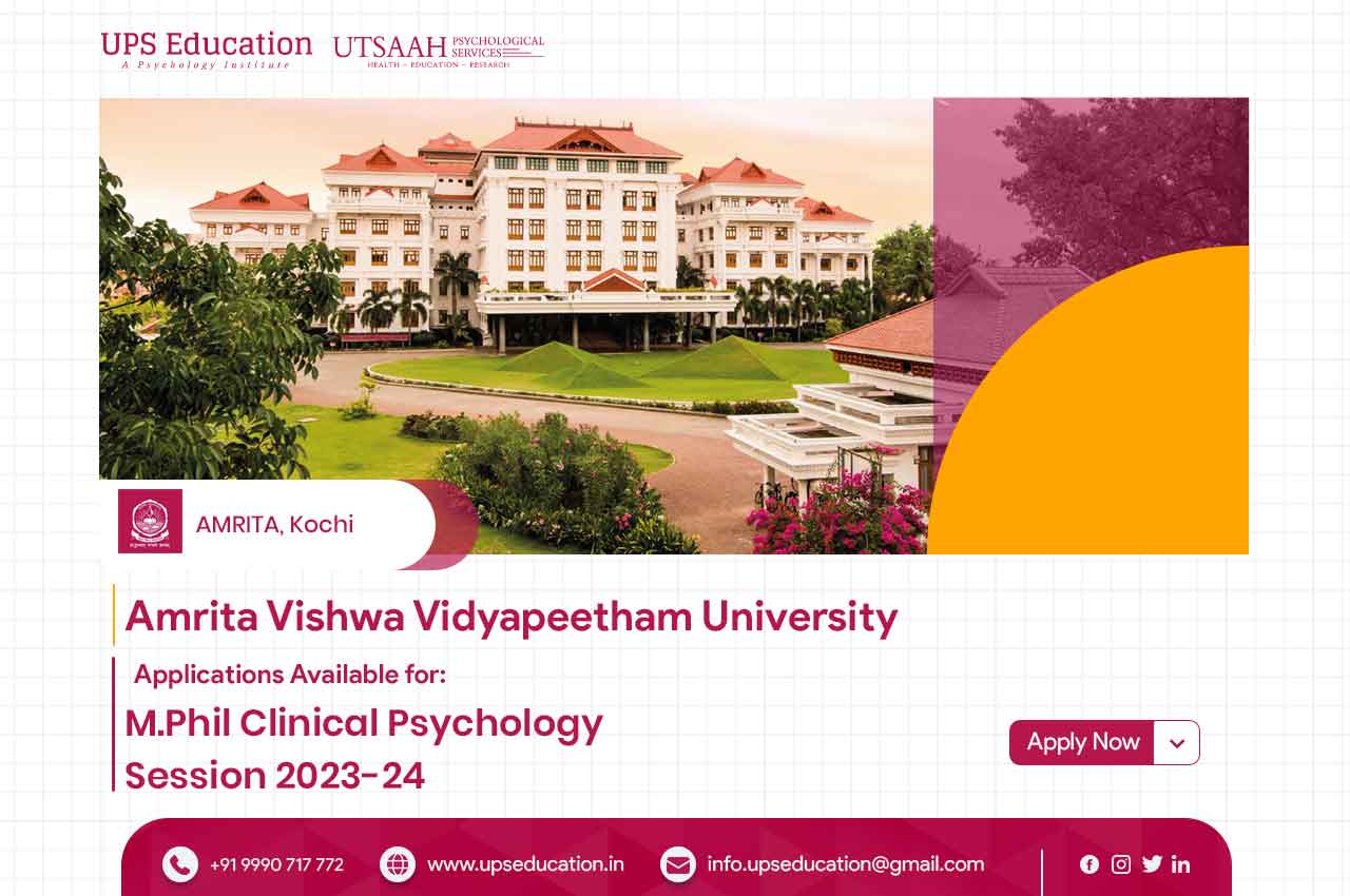 M.Phil Clinical Psychology Admissions Open at Amrita Vishwa Vidyapeetham University, Kochi