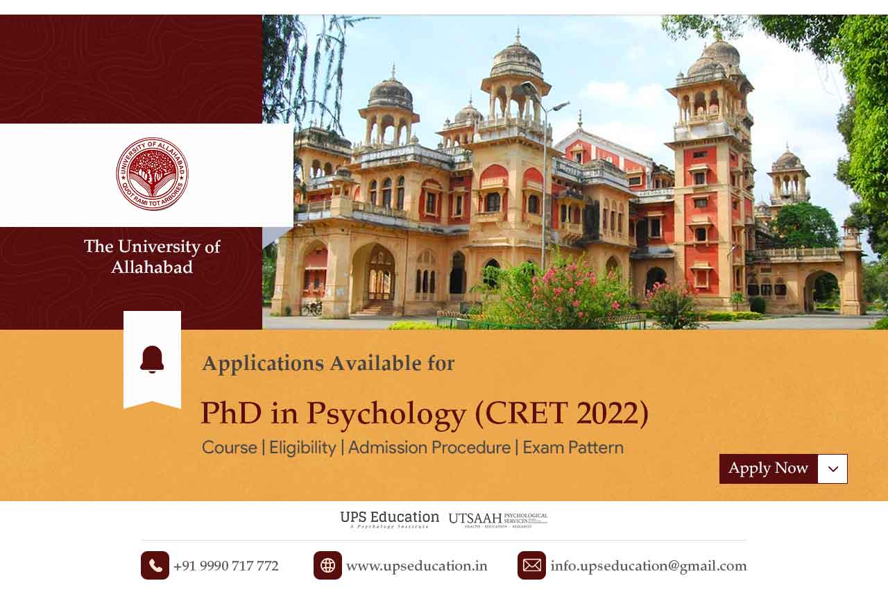 PhD Psychology Admission open at the University of Allahabad