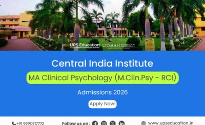 Central India Institute MA Clinical Psychology (RCI) Admissions 2026 banner showing admission information, eligibility, exam pattern, and important dates