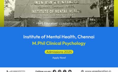 IMH Chennai MPhil Clinical Psychology Admission 2025-26 notification with application dates, eligibility details, and entrance examination information.