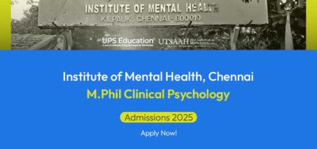 IMH Chennai MPhil Clinical Psychology Admission 2025-26 notification with application dates, eligibility details, and entrance examination information.