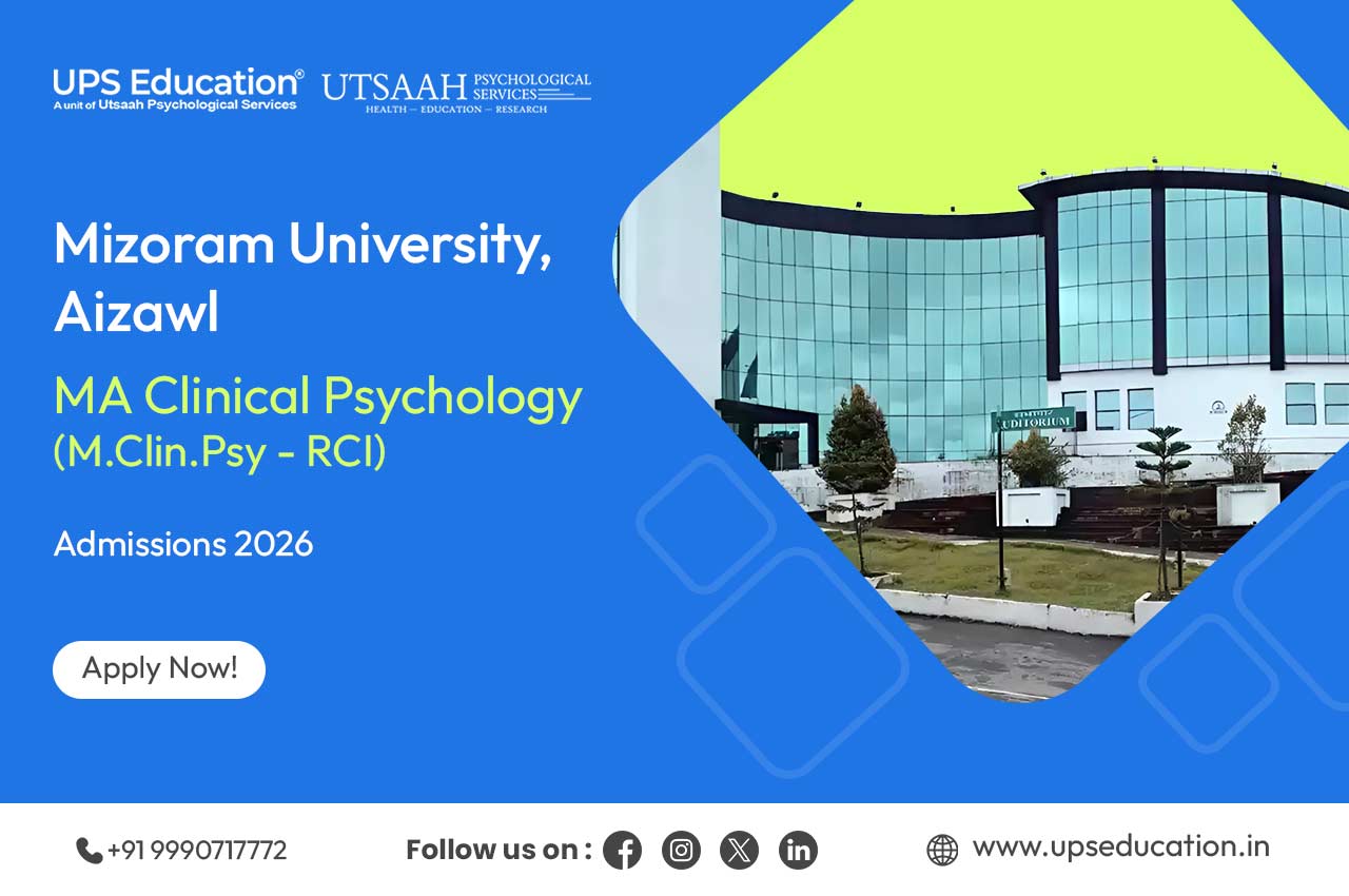 Mizoram University MA Clinical Psychology RCI Admission 2026 notification, eligibility criteria, exam pattern and application details