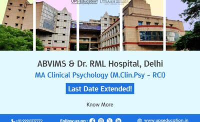 ABVIMS and Dr. RML Hospital Delhi extends last date for MA Clinical Psychology (M.Clin.Psy-RCI) applications