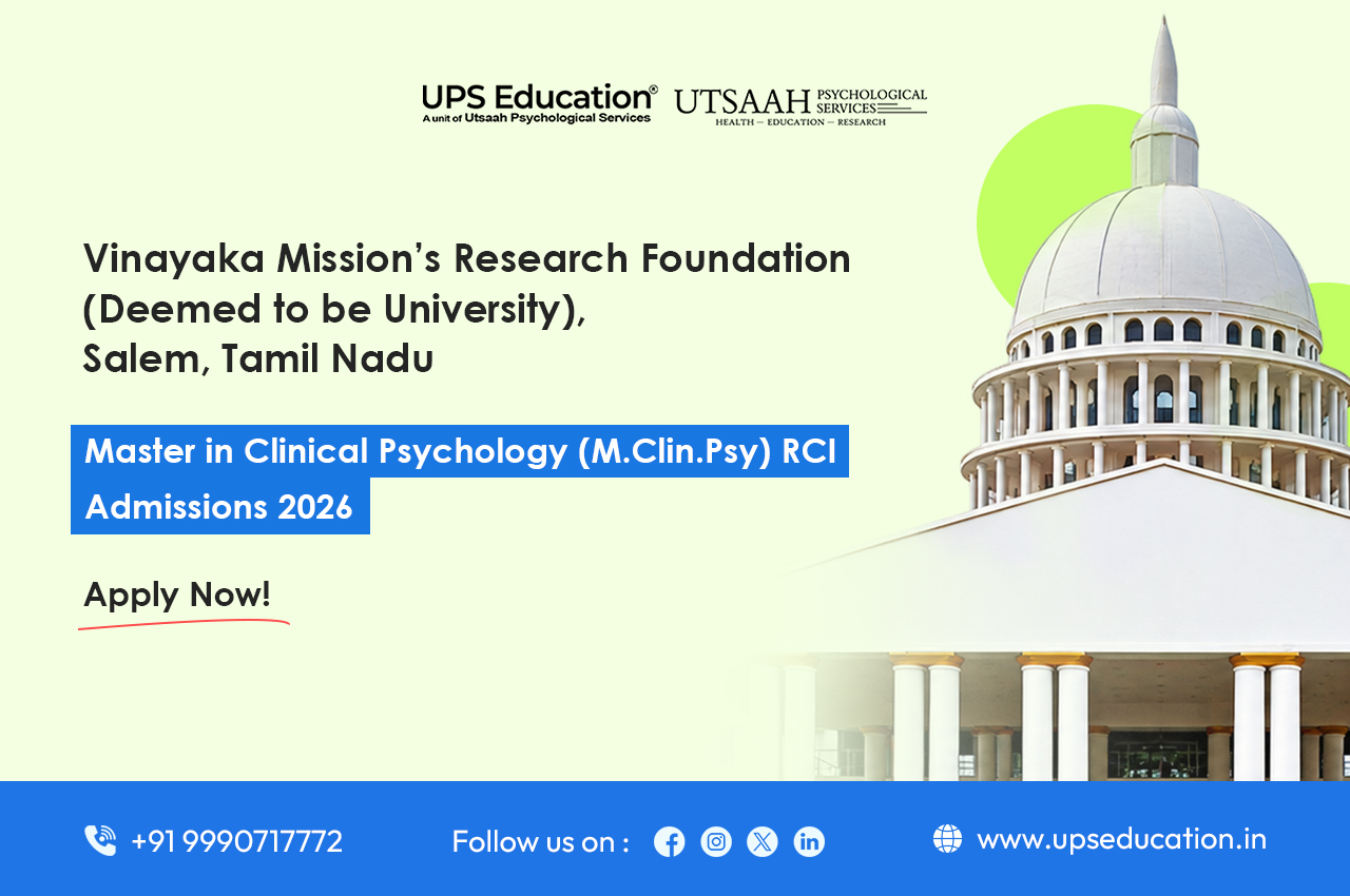 VMRF-DU MClinPsy-RCI Admissions 2026–27 banner featuring the Master in Clinical Psychology programme.